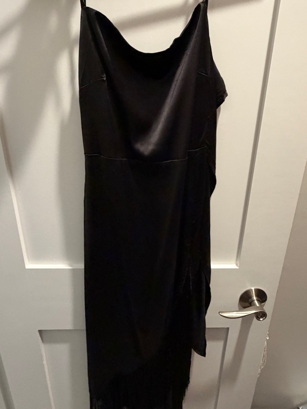 Classic Black Slip Dress with Fringe